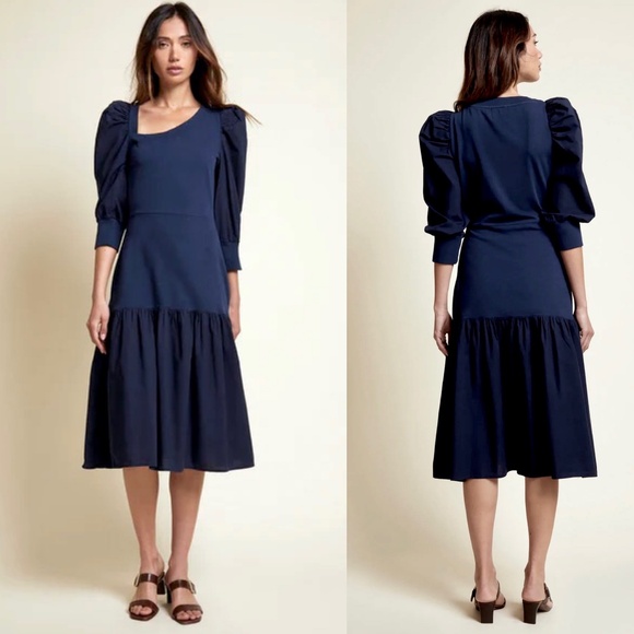 NATION LTD. Catalina Asymmetric Dress in Night Horizon  - S - Picture 1 of 12